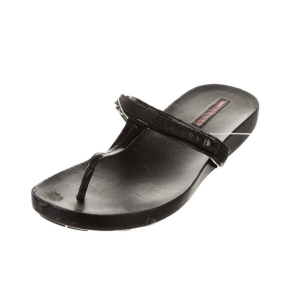 Prada Sport Authentic Solid Black Women’s Thong Flat Sandals Slides 11 41 - Picture 2 of 9